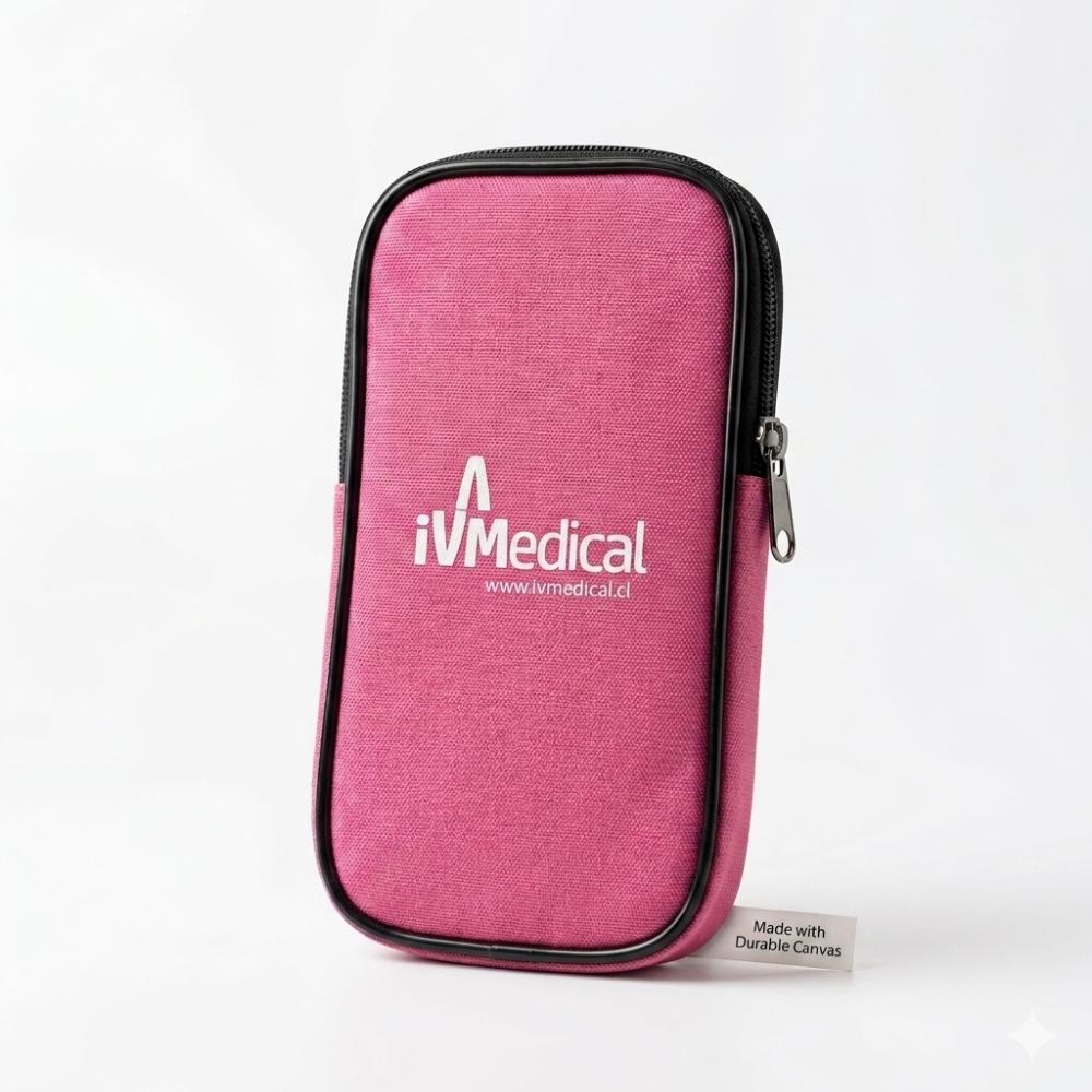Estuche Multifuncional de Tela Rosa para otoscopio / oftalmoscopio