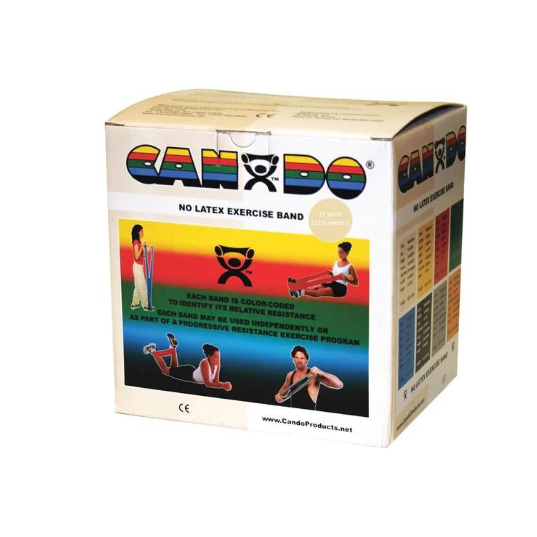 Banda elástica Cando® Libre de Latex Roja Resistencia  Baja 45.7 mts