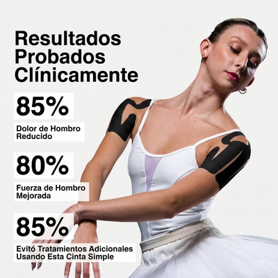 Tape Kinesiológico Spidertech Precortado - Hombro Derecho color Negro