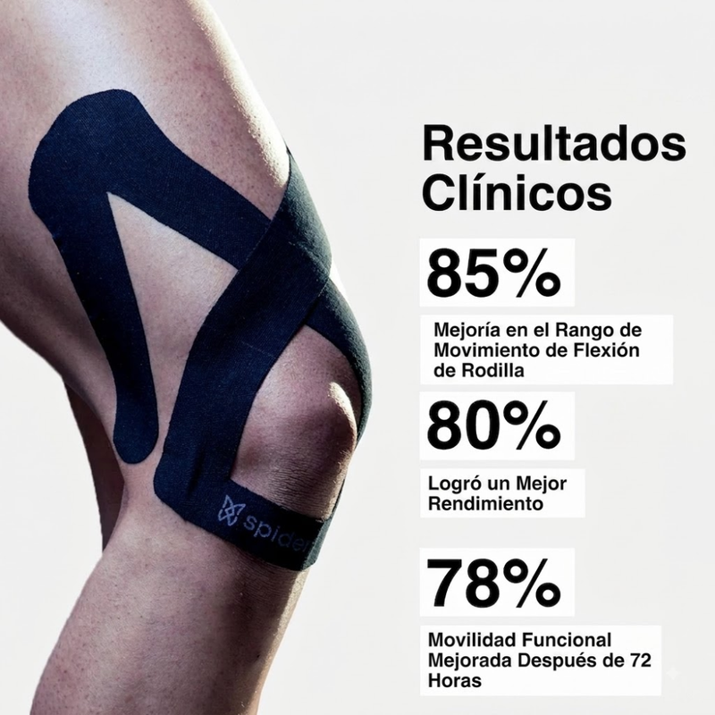 Tape Kinesiológico Spidertech Precortado - Parte Superior de Rodilla color Negro