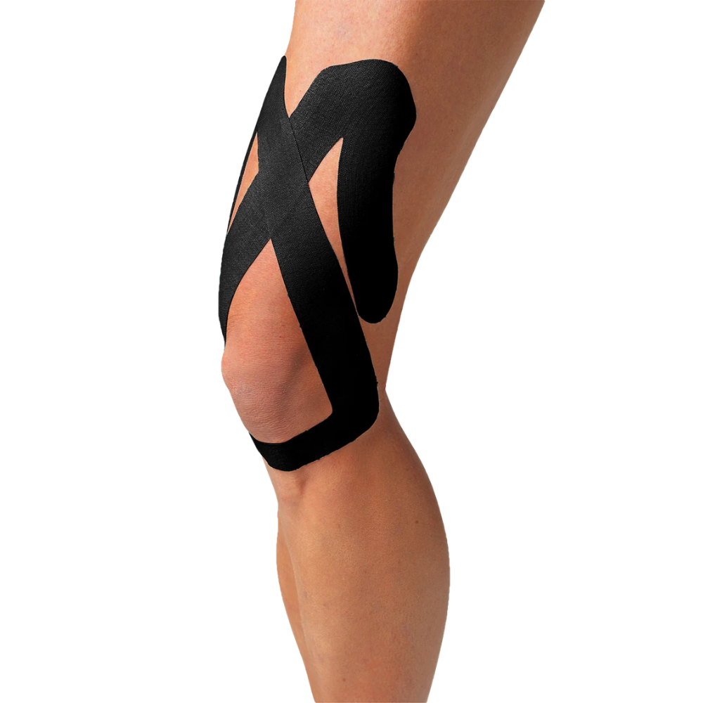 Tape Kinesiológico Spidertech Precortado - Parte Superior de Rodilla color Negro