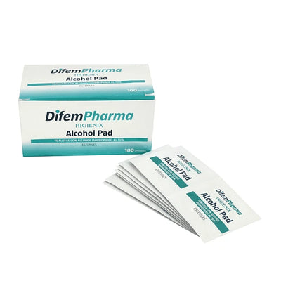 Toallitas con Alcohol Difem Pharma Higienix 70% Caja de 100 Unidades