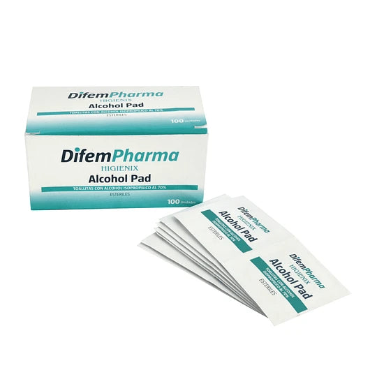 Toallitas con Alcohol Difem Pharma Higienix 70% Caja de 100 Unidades