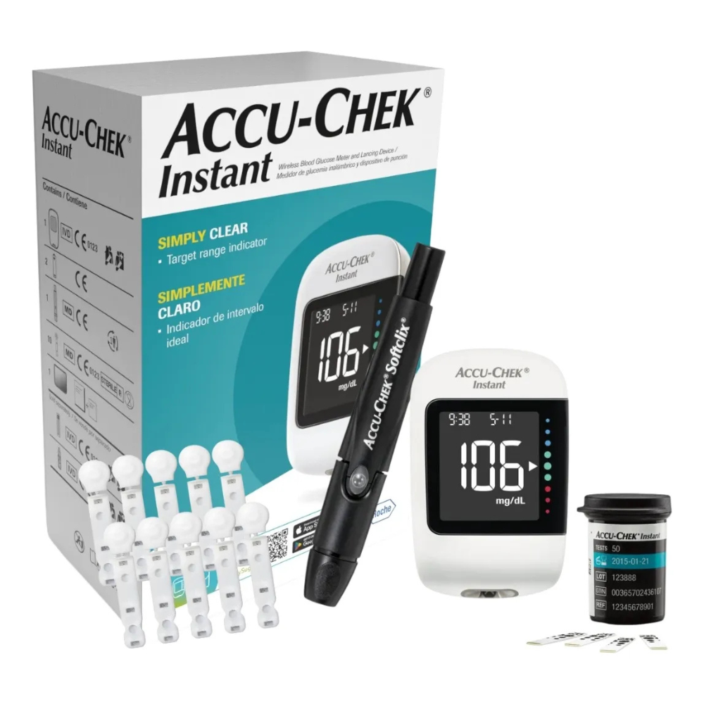 Pack Glucómetro Accu-Chek® Instant 50 tiras + 10 lancetas